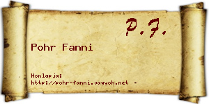 Pohr Fanni névjegykártya
